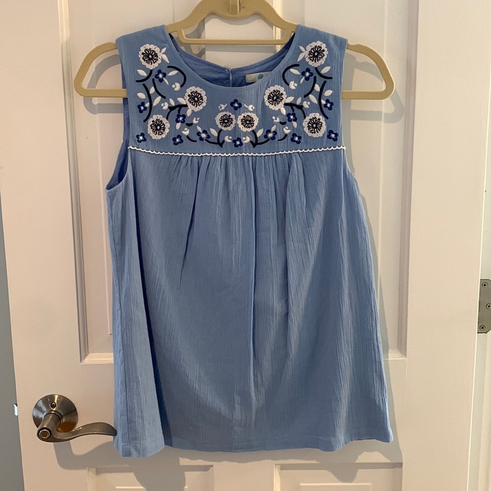 Boden embroidered sleeveless top - blue, 4